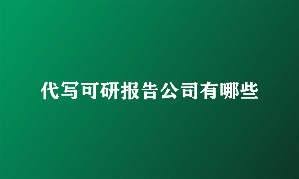 代写可研报告公司有哪些