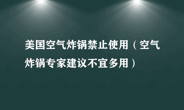美国空气炸锅禁止使用(空气炸锅专家建议不宜多用)