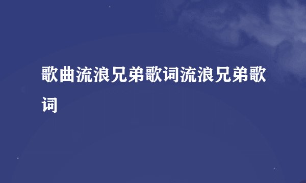 歌曲流浪兄弟歌词流浪兄弟歌词