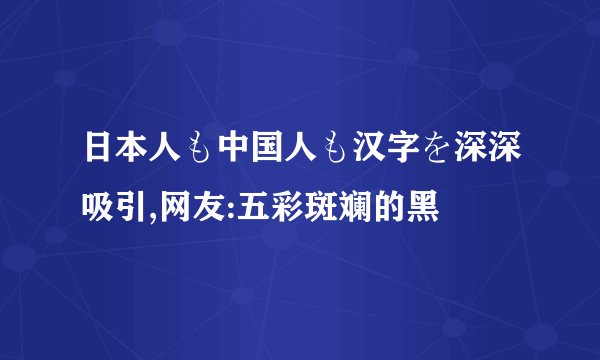 日本人も中国人も汉字を深深吸引,网友:五彩斑斓的黑