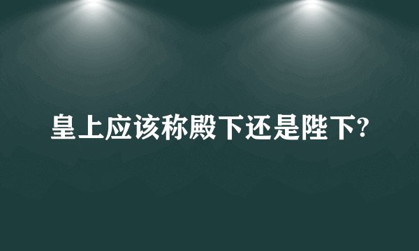 皇上应该称殿下还是陛下?