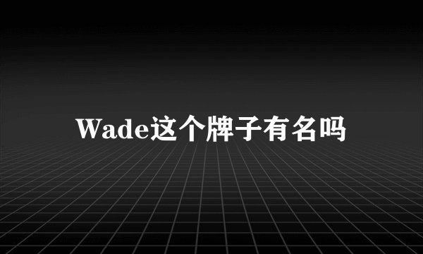 Wade这个牌子有名吗