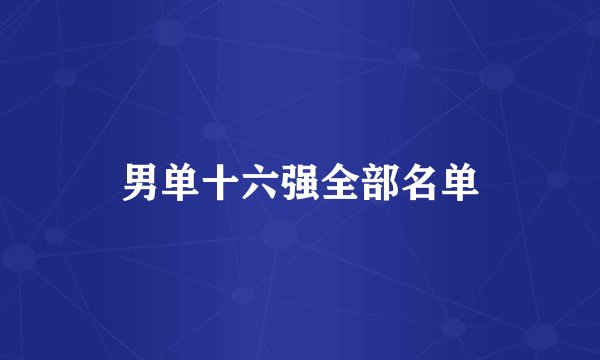 男单十六强全部名单