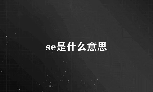 se是什么意思