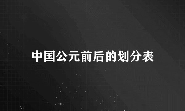 中国公元前后的划分表