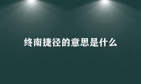 终南捷径的意思是什么