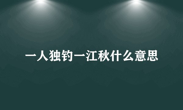 一人独钓一江秋什么意思