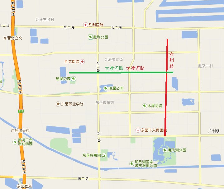 东营东城沂州路与大渡河路在哪