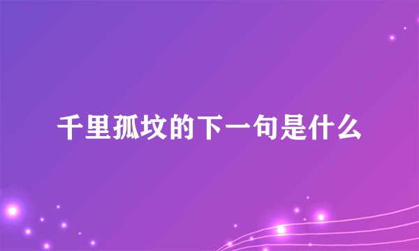 千里孤坟的下一句是什么