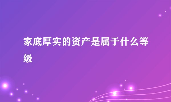 家底厚实的资产是属于什么等级