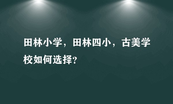 田林小学，田林四小，古美学校如何选择？