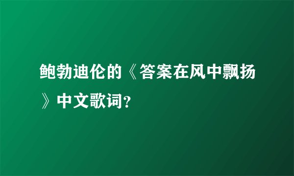 鲍勃迪伦的《答案在风中飘扬》中文歌词？