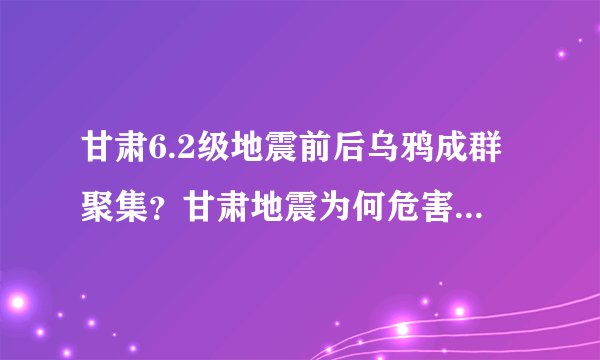 甘肃6.2级地震前后乌鸦成群聚集?甘肃地震为何危害这么大?专家分析