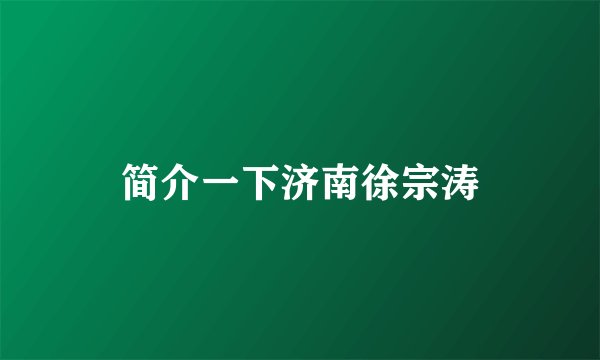 简介一下济南徐宗涛