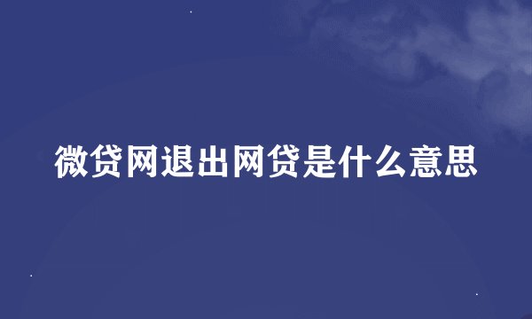 微贷网退出网贷是什么意思