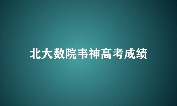 北大数院韦神高考成绩