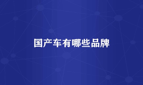 国产车有哪些品牌