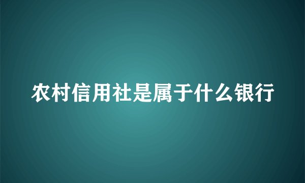 农村信用社是属于什么银行
