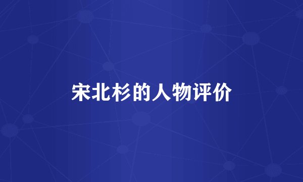 宋北杉的人物评价
