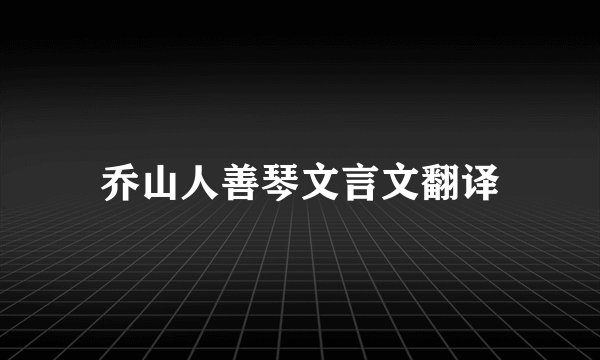 乔山人善琴文言文翻译