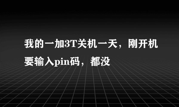 我的一加3T关机一天，刚开机要输入pin码，都没