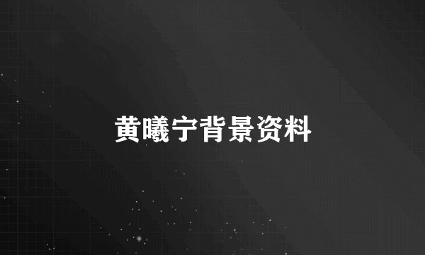 黄曦宁背景资料
