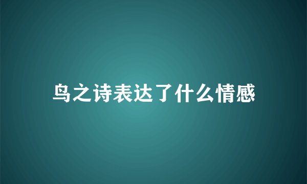 鸟之诗表达了什么情感