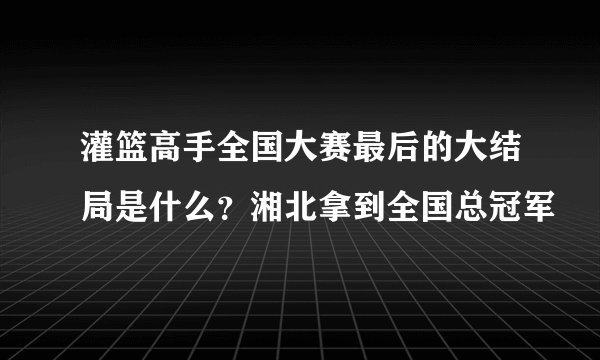 灌篮高手全国大赛最后的大结局是什么？湘北拿到全国总冠军