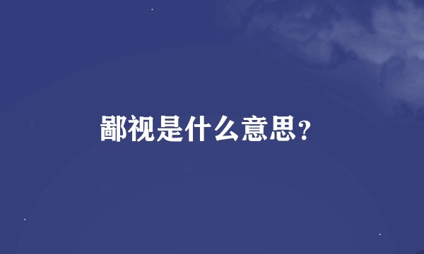 鄙视是什么意思?
