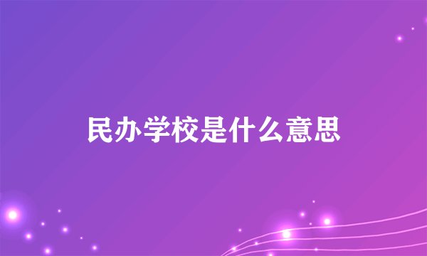民办学校是什么意思