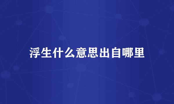 浮生什么意思出自哪里