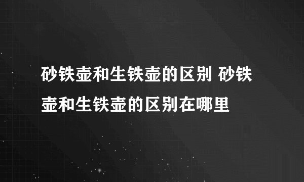 砂铁壶和生铁壶的区别 砂铁壶和生铁壶的区别在哪里