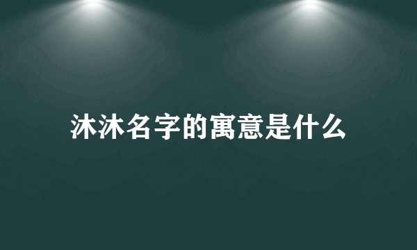 沐沐名字的寓意是什么