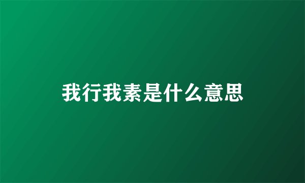 我行我素是什么意思