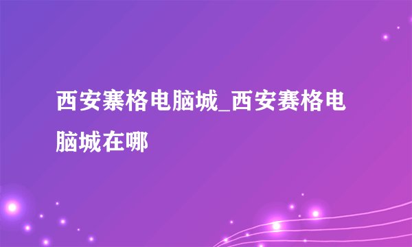 西安寨格电脑城_西安赛格电脑城在哪