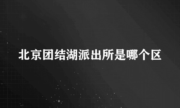 北京团结湖派出所是哪个区