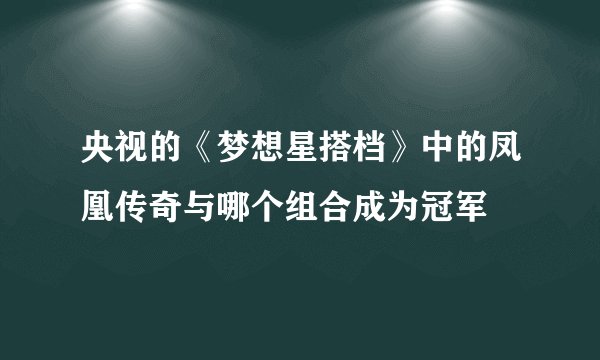 央视的《梦想星搭档》中的凤凰传奇与哪个组合成为冠军