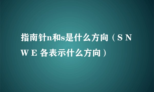 指南针n和s是什么方向（S N W E 各表示什么方向）