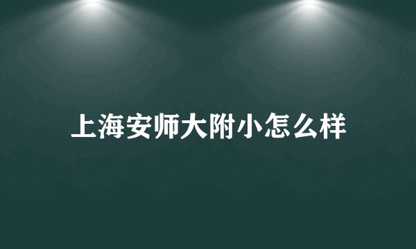 上海安师大附小怎么样