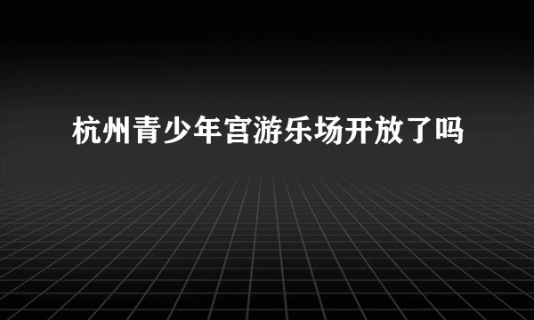 杭州青少年宫游乐场开放了吗