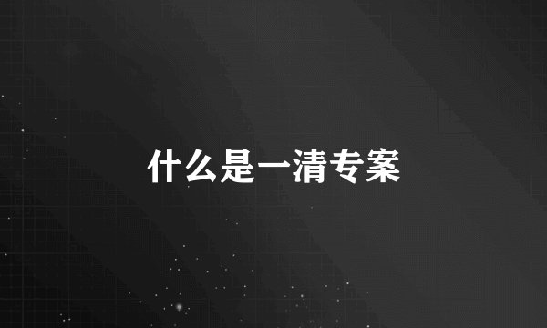 什么是一清专案