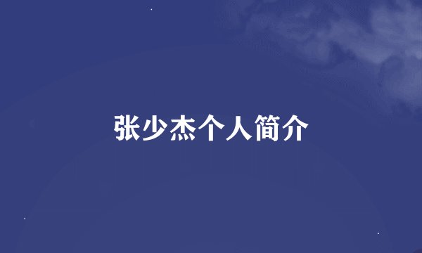 张少杰个人简介
