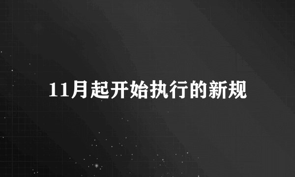 11月起开始执行的新规