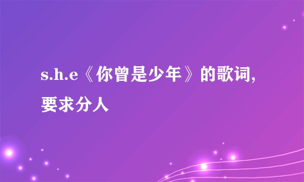 s.h.e《你曾是少年》的歌词,要求分人