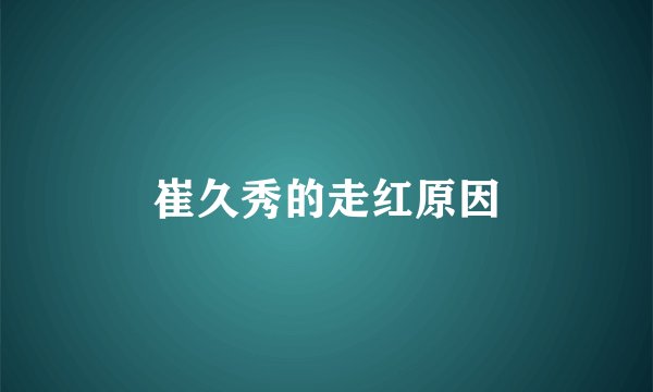 崔久秀的走红原因