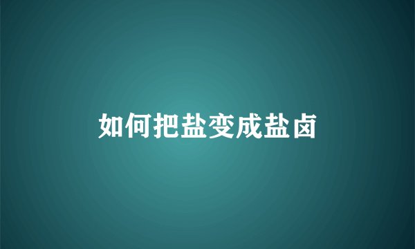 如何把盐变成盐卤