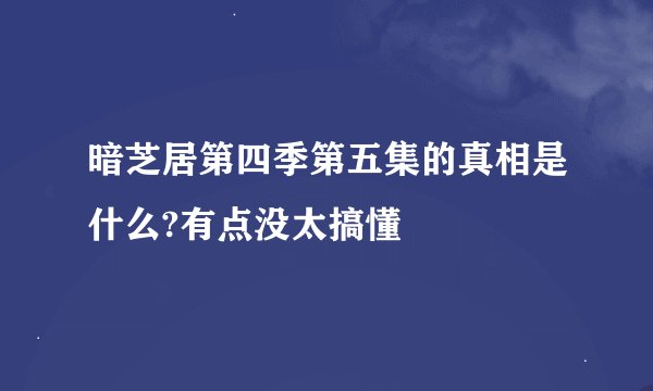 暗芝居第四季第五集的真相是什么?有点没太搞懂