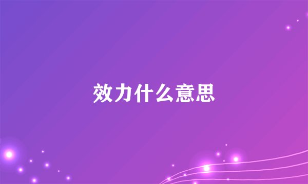 效力什么意思