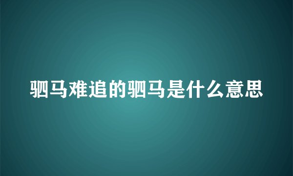 驷马难追的驷马是什么意思