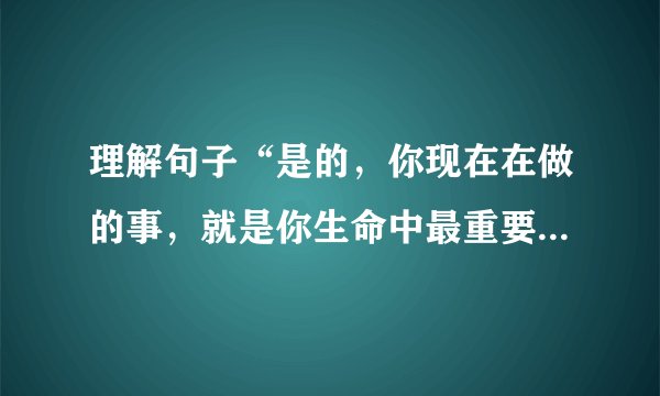 理解句子“是的，你现在在做的事，就是你生命中最重要的事——即使是